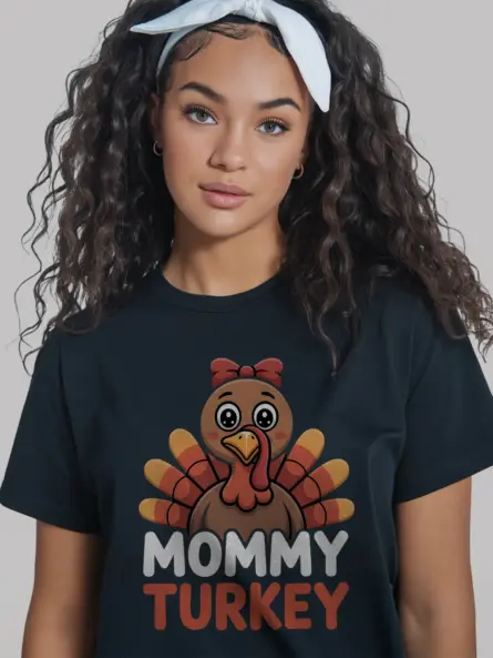 Mommy Turkey Shirt – Cute Thanksgiving Graphic Tee for Moms - Image 3