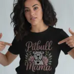Black Shirt Front – Pitbull Mama Shirt Floral Script Design