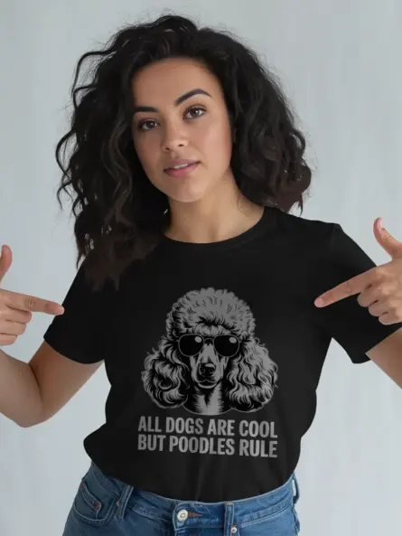 Bold Poodle Sunglasses Shirt – Funny Dog Lover Graphic Tee - Image 2