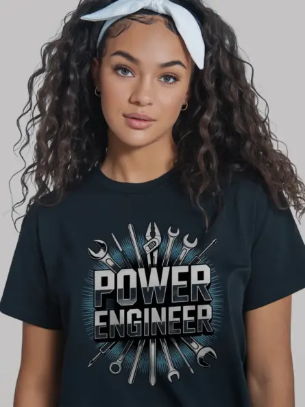 Power Engineer T-Shirt with Metallic Tools Graphic - Image 3