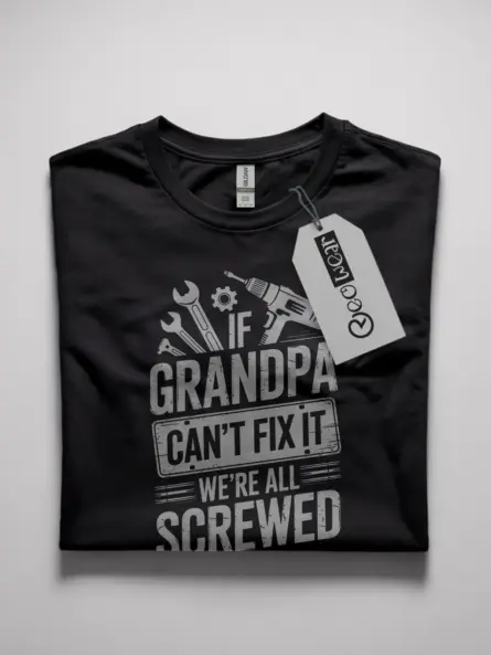 Back black shirt with grandpa can't fix it graphic