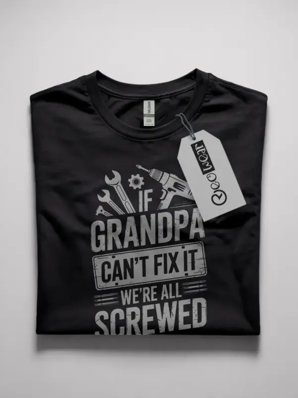 Back black shirt with grandpa can't fix it graphic