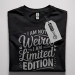 black-front-i-am-not-weird-i-am-limited-edition-t-shirt front view empowering quote shirt