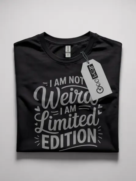 black-front-i-am-not-weird-i-am-limited-edition-t-shirt front view empowering quote shirt