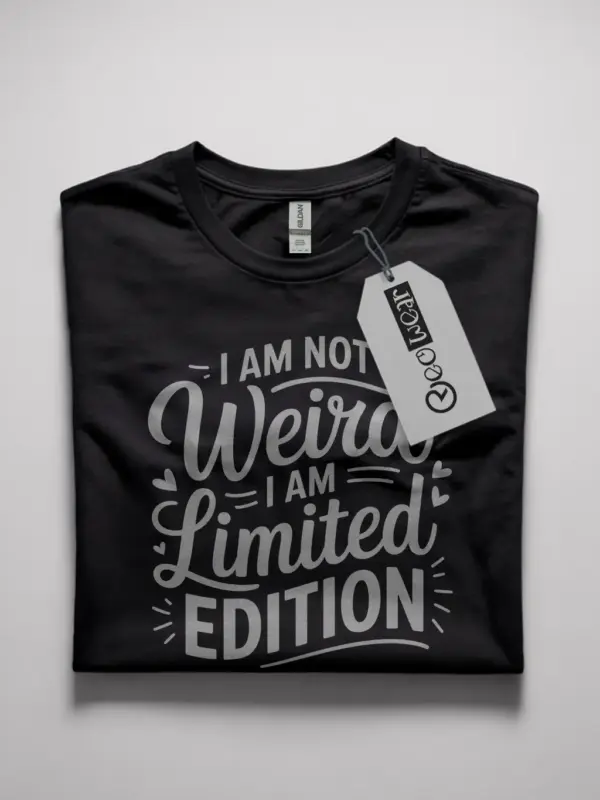 black front view psd Empowering Limited Edition T-Shirt for Unique Souls black-front-i-am-not-weird-i-am-limited-edition-t-shirt front view empowering quote shirt