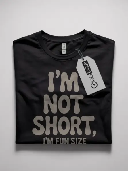Black Shirt text graphic tee, fun size t-shirt for short women,
