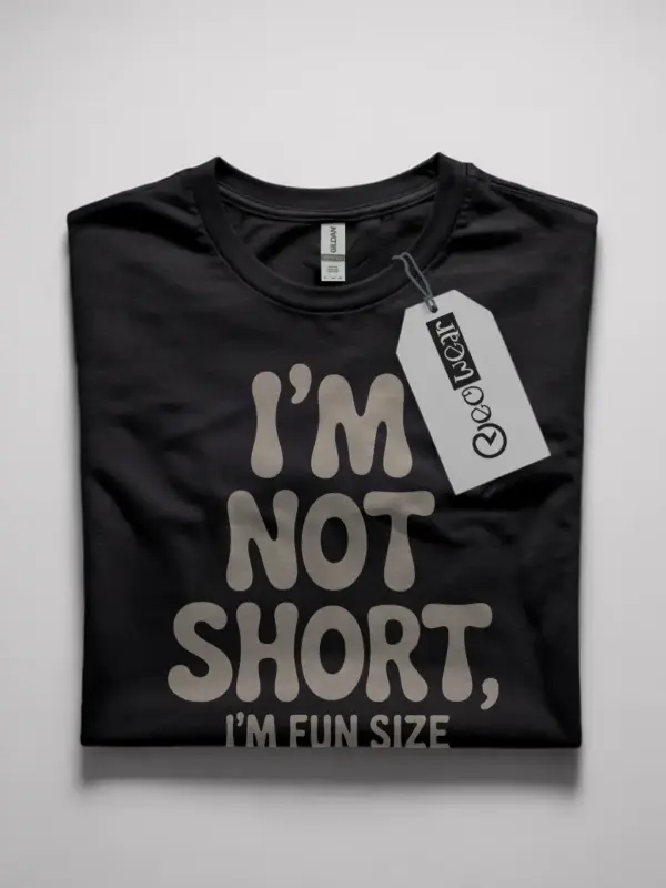 Black Shirt text graphic tee, fun size t-shirt for short women,