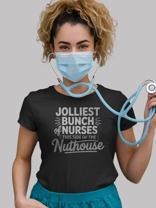 black jolliest bunch of nurses shirt