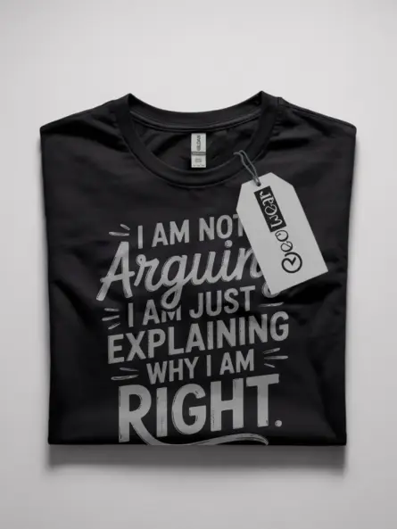 Black I Am Not Arguing shirt front view funny quote tee