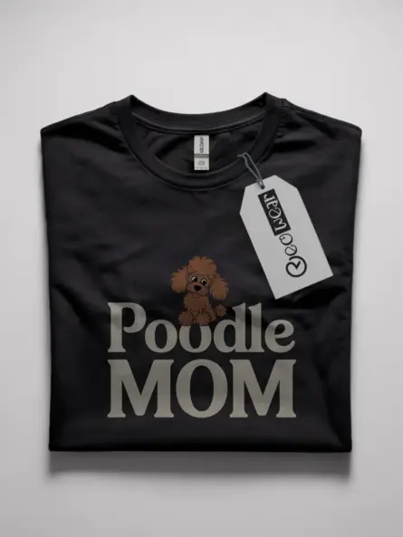 Black front view poodle mom shirt cute dog lover design