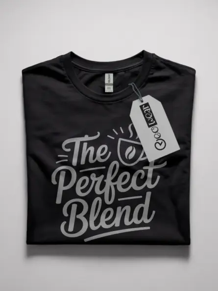 black front the perfect blend coffee shirt design modern script