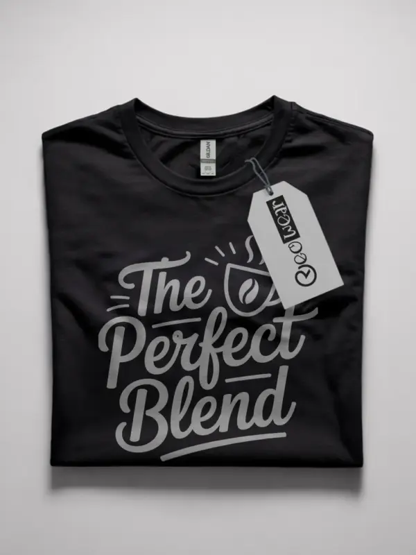 black front the perfect blend coffee shirt design modern script