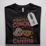 Front view Black Concha to My Cafecito Shirt concha to my cafecito shirt