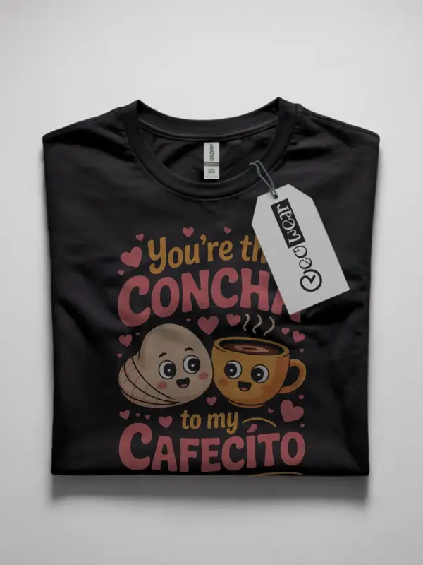Front view Black Concha to My Cafecito Shirt concha to my cafecito shirt