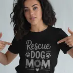 Black Shirt Front View Rescue Dog Mom T-Shirt Minimalist Tribal Design