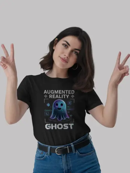 Front view black Augmented Reality Ghost T-Shirt tech lovers