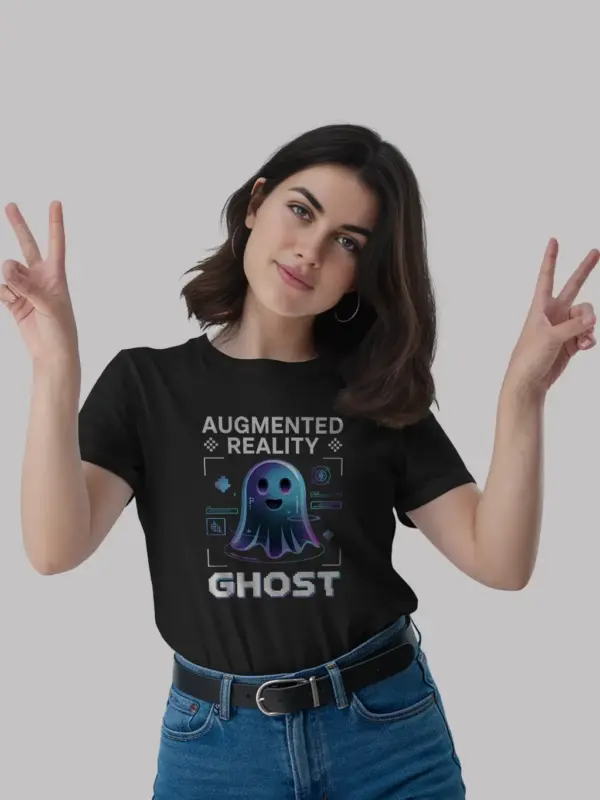 Front view black Augmented Reality Ghost T-Shirt tech lovers