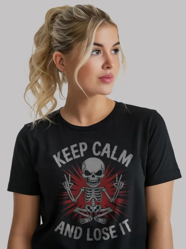 Punk Skeleton Meditation T-Shirt – Funny Keep Calm and Lose It Tee