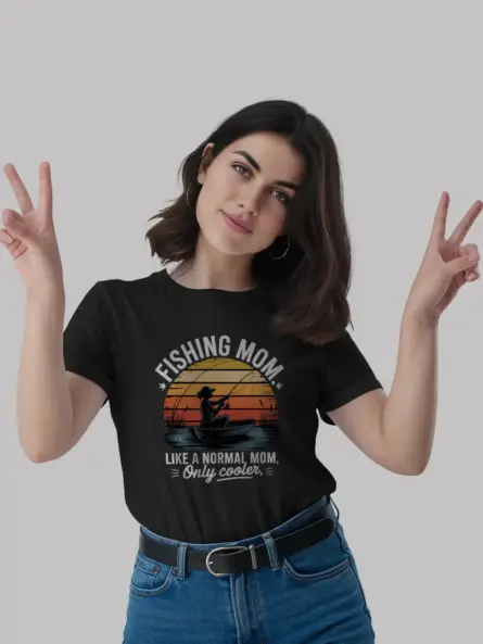 Fishing Mom Shirt – Cool Retro Graphic Tee for Outdoor Moms - Image 2