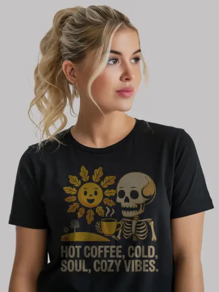 Vintage Baking Mom T-Shirt – Hot Coffee Cold Soul Cozy Vibes Tee - Image 3