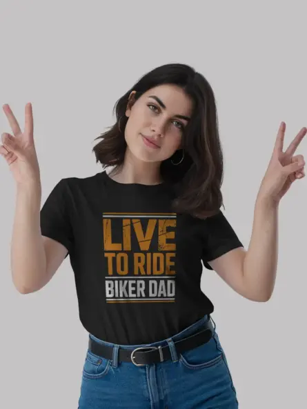 Bold Biker Dad Shirt – Live to Ride Vintage Distressed Tee for Men - Image 3
