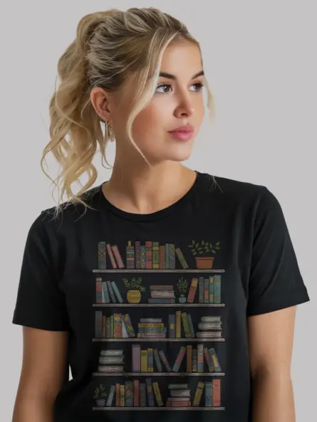 Bookshelf T-Shirt – Charming Graphic Tee for Cozy Book Lovers - Image 3