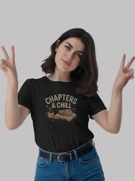 Cozy Reading T-Shirt – Chapters and Chill Cat Lover Tee - Image 3