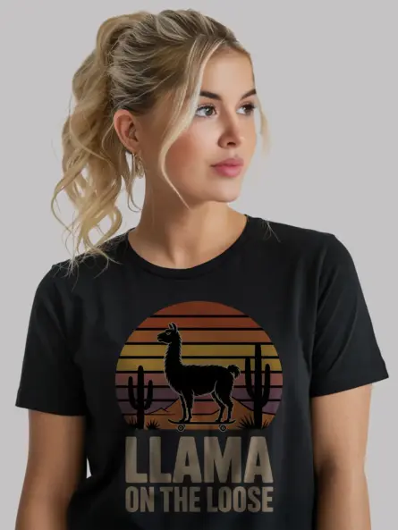Funny Llama T-Shirt – “Llama on the Loose” Retro Humor Tee for Animal Lovers - Image 3