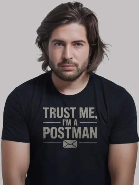 Funny Postman T-Shirt Trust Me Design - Image 2