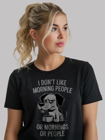 Grumpy Dog Coffee T-Shirt – Funny Anti-Morning Tee for Introverts - Image 3