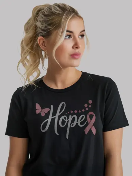 Hope Breast Cancer Shirt – Elegant Butterfly Ribbon Tee - Image 2