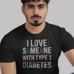 black shirt i love someone with type 1 diabetes shirt front view