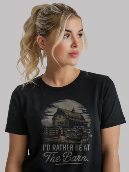 Black Shirt – I’d Rather Be at The Barn – barn life t-shirt