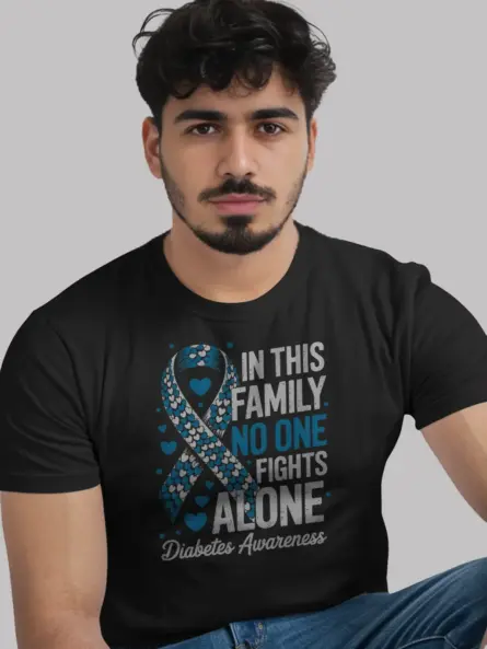In This Family No One Fights Alone Diabetes Shirt – Bold Support Tee - Image 3