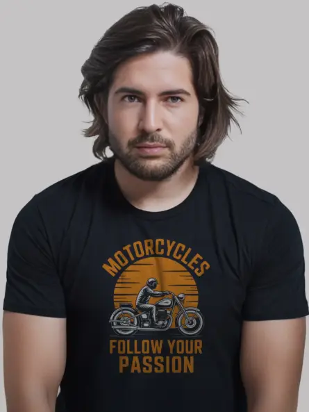 Epic Motorcycle Passion T-Shirt – Vintage Sunset Biker Design - Image 3
