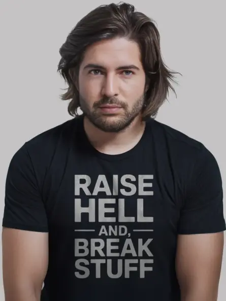 Rebellious Gym Slogan T-Shirt – Raise Hell and Break Stuff - Image 3