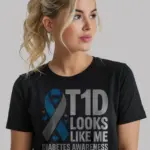 Black T1D Looks Like Me Shirt front view – t1d looks like me shirt