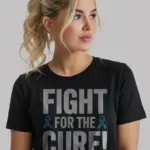 black fight for the cure type 1 diabetes shirt front view awareness tee