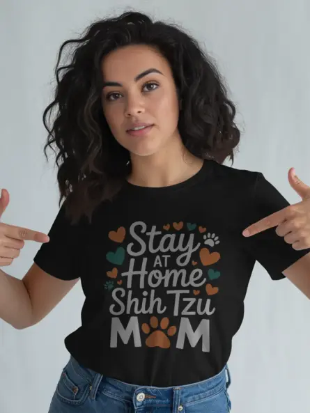 Stay at Home Dog Mom Shirt – Cute Shih Tzu Gift Tee for Pet Lovers - Image 2