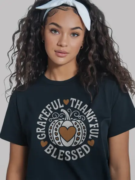 Thankful Grateful Blessed Shirt – Faith-Based Fall Fashion Tee - Image 3