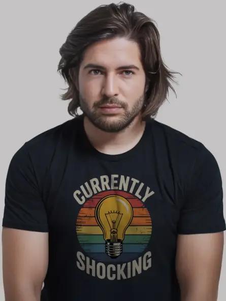 Vintage Electrician Light Bulb T-Shirt - Image 3
