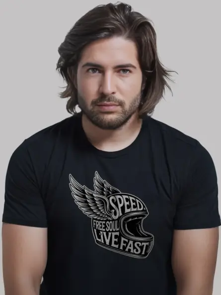 Legendary Winged Motorcycle Helmet T-Shirt – Live Fast Free Soul - Image 3