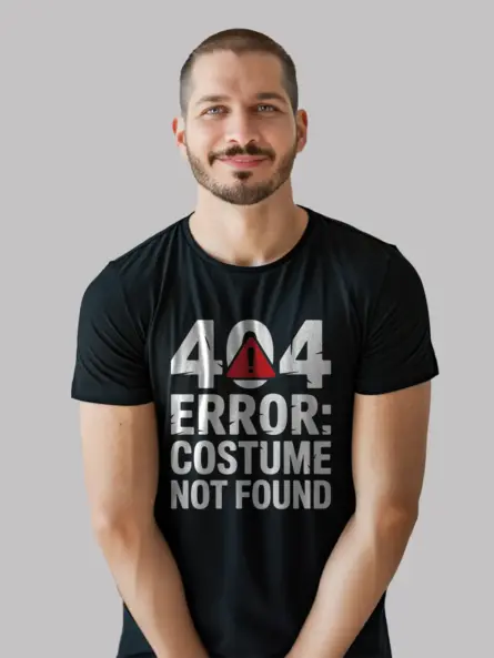 Black Shirt Front – 404 Error Costume Not Found T-Shirt Design