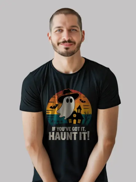 black front view if you’ve got it haunt it t-shirt cowboy ghost