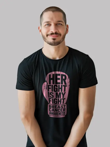 Bold & Powerful Her Fight Is My Fight Shirt – Breast Cancer Awareness Tee - Image 2