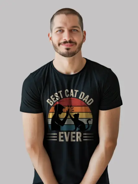 Vintage Cat Dad Shirt – Retro Sunset Tee for the Best Cat Dad Ever - Image 3