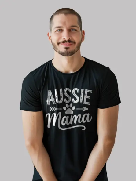 Rustic Aussie Mama Shirt – Distressed Paw Print Dog Tee - Image 3