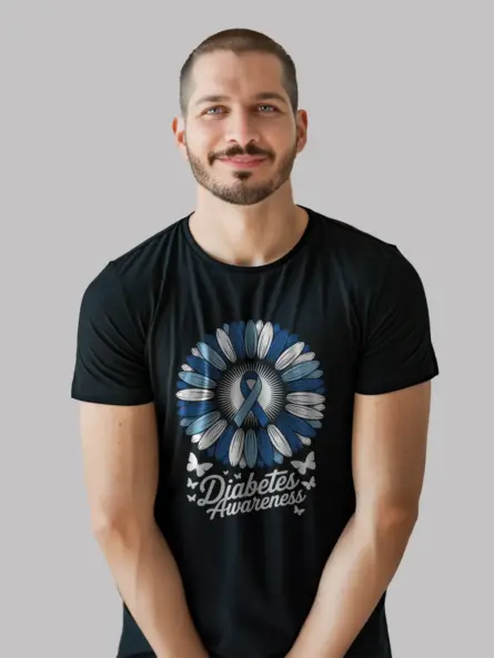 Diabetes Sunflower Shirt – Symbolic Blue Ribbon Awareness Tee - Image 3