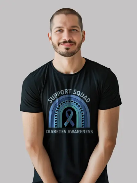 Diabetes Support T Shirt – Support Squad Rainbow Awareness Tee - Image 3