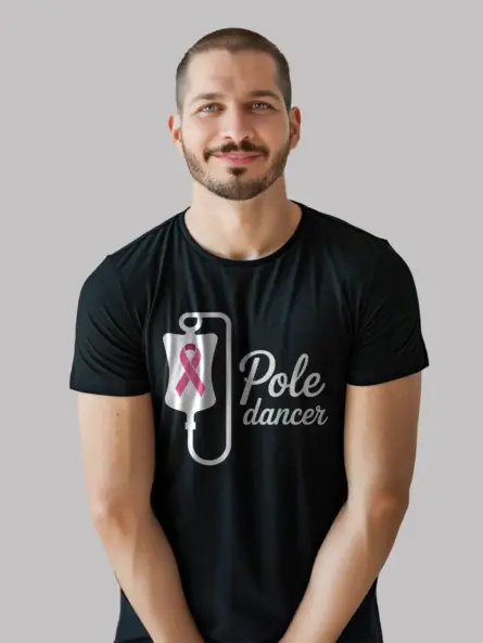 Pole Dancer Cancer Shirt – Funny IV Pink Ribbon Awareness Tee - Image 3